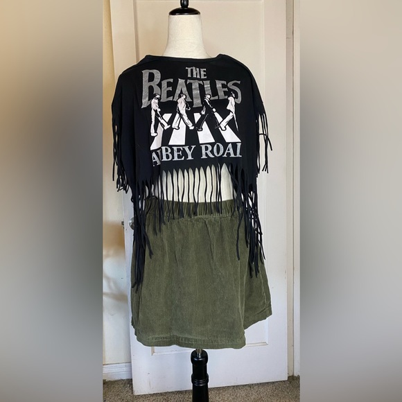 BP Nordstrom Corduroy Mini Skirt Olive Green Elastic Waistband Comfy Fashion - Picture 2 of 6